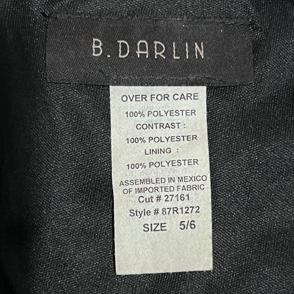 B. Darlin Petal Applique Dress Women 5/6 Black Excellent Rhinestone Rosette Sash - Picture 4 of 4